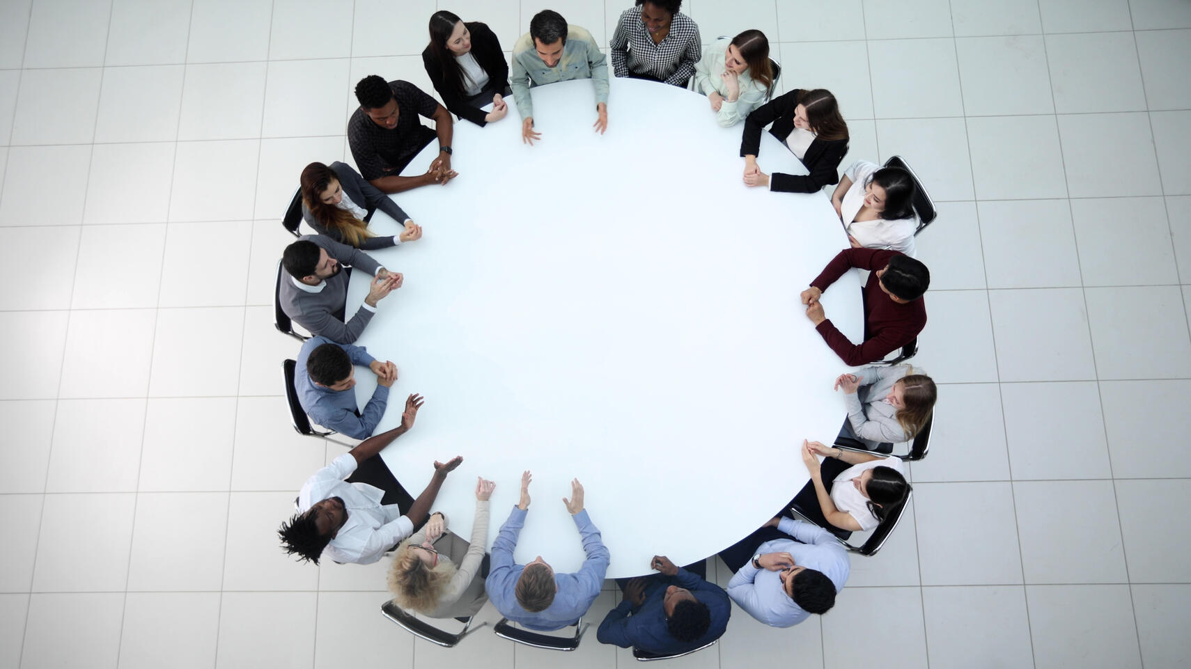 Listening Session A group discussion during a facilitated listening session for Jewish employees